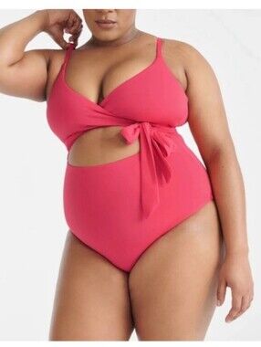 Knix Leakproof Leakproof Wrap Cutout XXL 20-22 Swimsuit 1Piece Pink Coral Straps